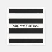 黒モダン白はっきりしたストライプ名前をカスタムする スタンダードカクテルナプキン (正面)