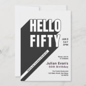 黒モダン白はっきりしたタイポグラフィ50誕生日 招待状 (正面)