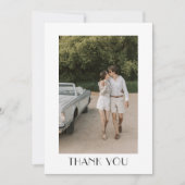 黒モダン白アールデコ写結婚真 サンキューカード (正面)