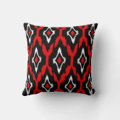 黒モダン白イカットトライバルパターン1a クッション (裏面)