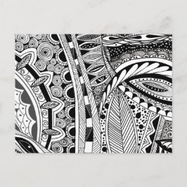 黒モダン白インク抽象芸術市 ポストカード