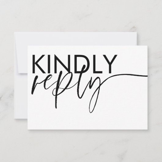 黒モダン白ウェディングRSVP 出欠カード (正面)