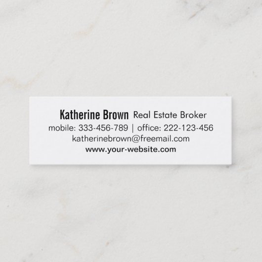 黒モダン白エステート実在ロング スキニー名刺 (裏面)