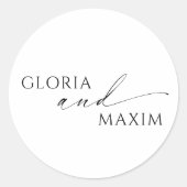 黒モダン白エレガミニマルントウェディング ラウンドシール (正面)