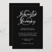 黒モダン白エレガントのスクリプトをすべて1つ 招待状 (正面/裏面)