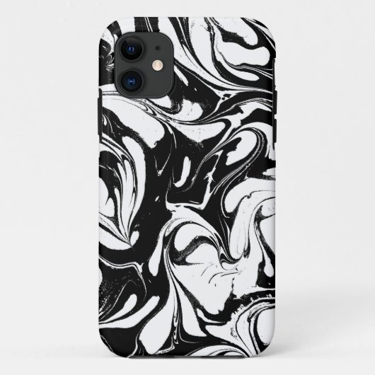 黒モダン白エレガント大理石の石 Case-Mate iPhoneケース (裏面)