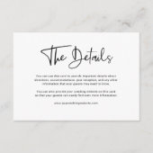 黒モダン白オーバーレイ結婚詳細 エンクロージャーカード (正面)