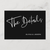 黒モダン白オーバーレイ結婚詳細 エンクロージャーカード (裏面)