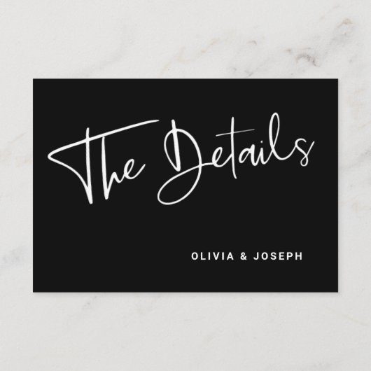 黒モダン白オーバーレイ結婚詳細 エンクロージャーカード (裏面)