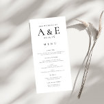 黒モダン白カップルズモノグラム結婚ズ メニュー<br><div class="desc">この保白黒のメニューでエレガントは、あなたの披露宴とモダンまとまりが結婚ある。ミニマルなレイアウトとカップルのはっきりしたモノグラムを備えたデザインは、各場所の設定に洗練されたtouchを追加する。厳選された厳選された食事を展示するのに最適で、スタイルでの食事の経験を通じてゲストを導きながら、時代を超越したお祝いを補完する。</div>