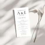 黒モダン白カップルズモノグラム結婚ズ メニュー<br><div class="desc">この保白黒のメニューでエレガントは、あなたの披露宴とモダンまとまりが結婚ある。ミニマルなレイアウトとカップルのはっきりしたモノグラムを備えたデザインは、各場所の設定に洗練されたtouchを追加する。厳選された厳選された食事を展示するのに最適で、スタイルでの食事の経験を通じてゲストを導きながら、時代を超越したお祝いを補完する。</div>