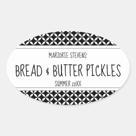 黒モダン白キャニングラベル 楕円形シール (正面)