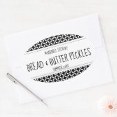 黒モダン白キャニングラベル 楕円形シール (封筒)