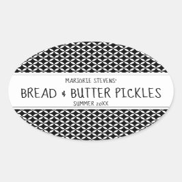 黒モダン白キャニングラベル 楕円形シール