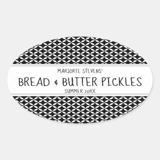 黒モダン白キャニングラベル 楕円形シール