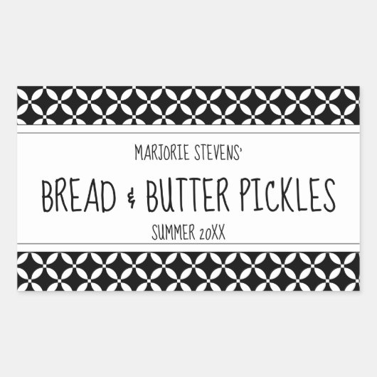 黒モダン白キャニングラベル 長方形シール (正面)