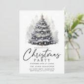 黒モダン白クリスマスツリーパーティー 招待状 (スタンド正面)