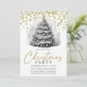 黒モダン白クリスマスツリーパーティー 招待状 (スタンド正面)