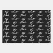 黒モダン白クリスマス引用文 ラッピングペーパーシート (正面3)