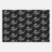 黒モダン白クリスマス引用文 ラッピングペーパーシート (正面2)