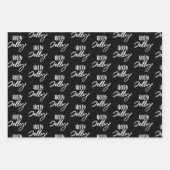 黒モダン白クリスマス引用文 ラッピングペーパーシート (正面)