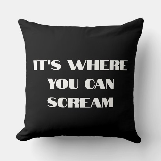 黒モダン白クールと叫びおもしろいる クッション (正面)