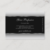 黒モダン白グラディエント銀の楕円フレーム 名刺 (裏面)