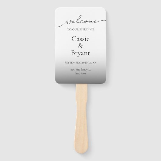 黒モダン白グラデーション結婚式 プログラム ハンドファン (正面)