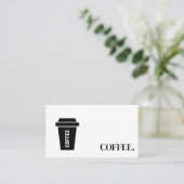 黒モダン白コーヒーシンプルロイヤリティ 名刺 (スタンド正面)