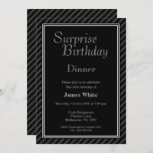 黒モダン白サプライズ40th誕生日ディナー 招待状 (正面/裏面)
