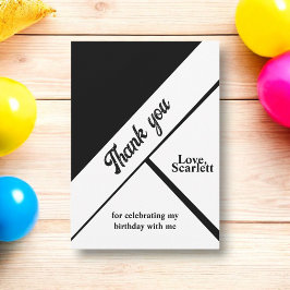 黒モダン白シックエレガント誕生日 サンキューカード