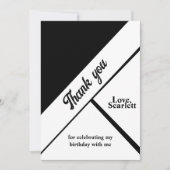 黒モダン白シックエレガント誕生日 サンキューカード (正面)