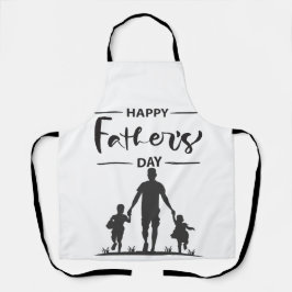 黒モダン白シルエット父のデイカード エプロン