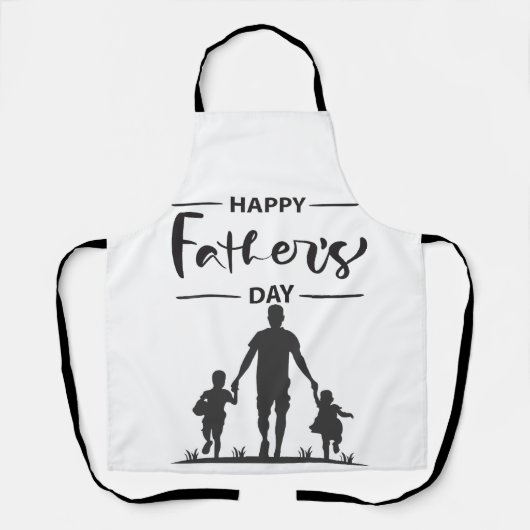 黒モダン白シルエット父のデイカード エプロン (正面)