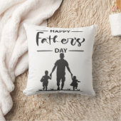 黒モダン白シルエット父のデイカード クッション (ブランケット)