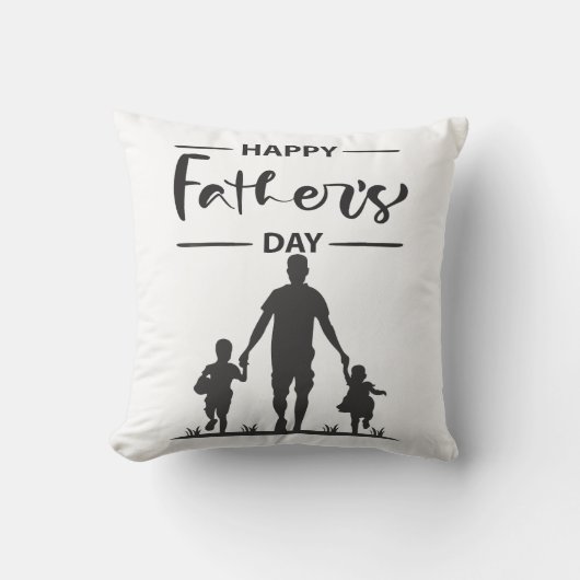 黒モダン白シルエット父のデイカード クッション (正面)