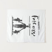 黒モダン白シルエット父のデイカード タペストリー (正面(横))