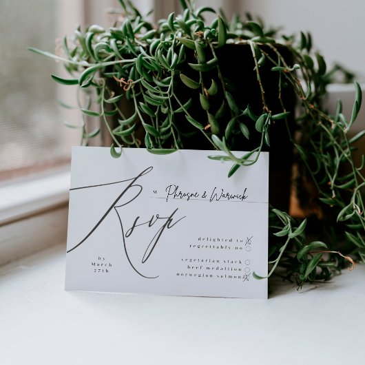 黒モダン白シンプル結婚色 出欠カード