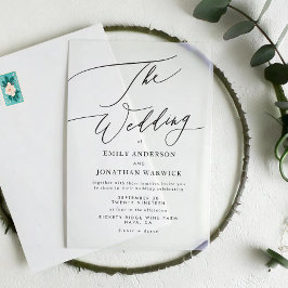 黒モダン白シンプル結婚 アクリル招待状