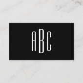 黒モダン白シンプル3文字モノグラム 名刺 (正面)