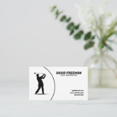 黒モダン白スイングゴルフインストラクター 名刺 (スタンド正面)