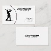 黒モダン白スイングゴルフインストラクター 名刺 (正面/裏面)