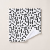 黒モダン白スカンジジオメトリ図形 バスタオルセット (ウォッシュタオル)