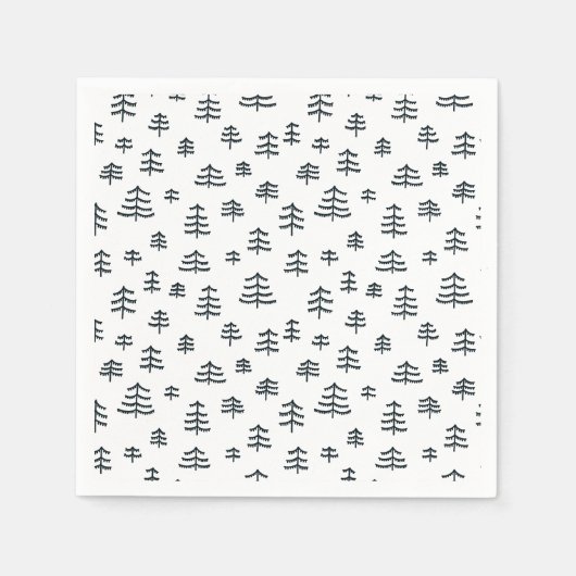 黒モダン白スカンジナビアのクリスマスツリー スタンダードカクテルナプキン (正面)