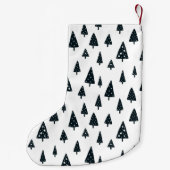 黒モダン白スカンジナビアのクリスマスツリー スモールクリスマスストッキング (裏面)