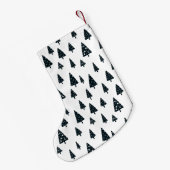 黒モダン白スカンジナビアのクリスマスツリー スモールクリスマスストッキング (裏面 (吊り時))