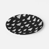 黒モダン白スカンジナビアのクリスマスツリー ペーパープレート (アングル)