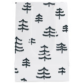 黒モダン白スカンジナビアのクリスマスツリー ミディアムペーパーバッグ (裏面)