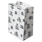 黒モダン白スカンジナビアのクリスマスツリー ミディアムペーパーバッグ (裏面アングル)