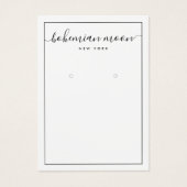 黒モダン白スクリプトイヤリング表示カード (正面)